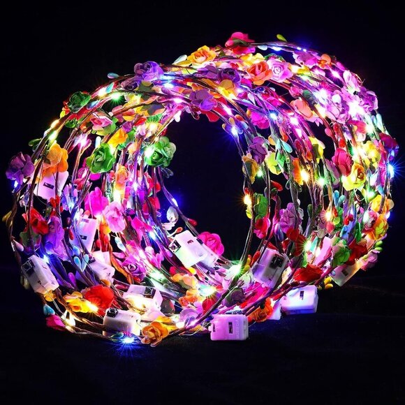 LED Flower Headbands 40 Pcs Floral Hair Accessories for Women Bridal Party main image 6
